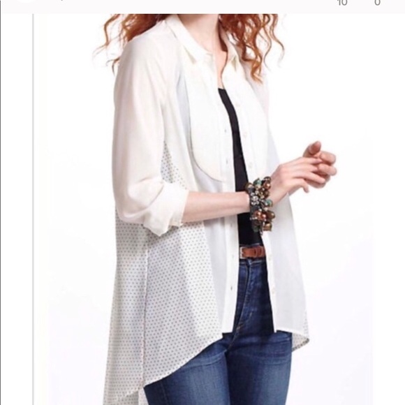 Anthropologie Tops - Anthropologie Maeve pintuck blouse polka dot back